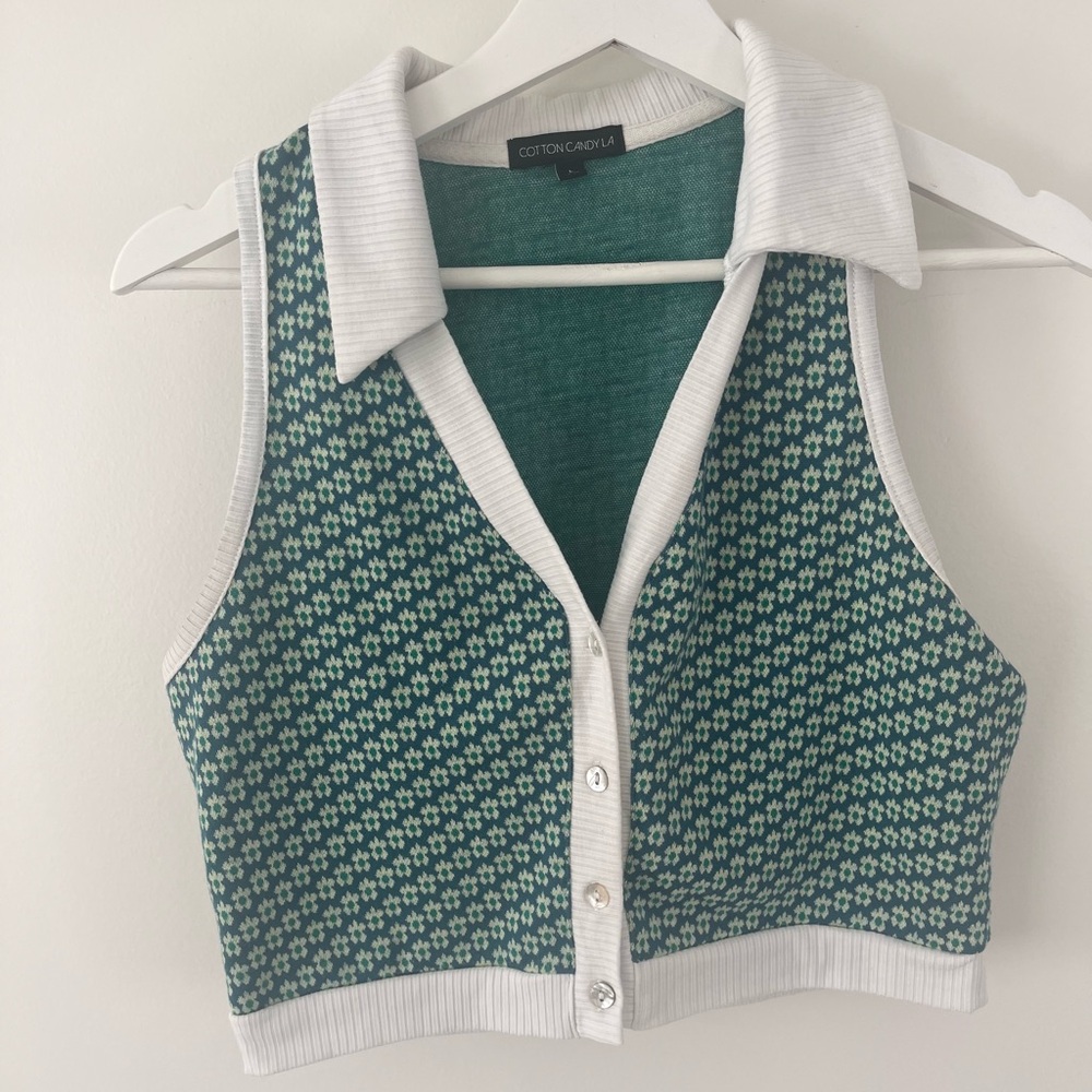 Cotton Candy Green and White Crop Top